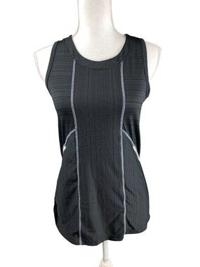 Athleta Black Striped Racerback Tank Top With Reflective Details Size S